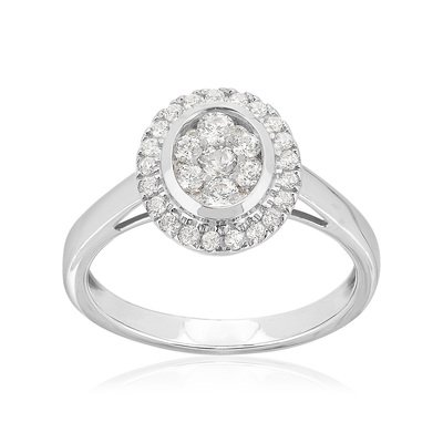 Bague or 750 blanc diamants synthétiques 0.50 carat