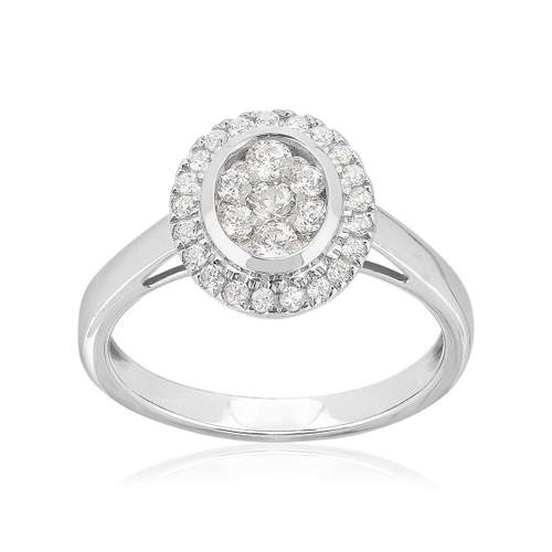 Bague or 750 blanc diamants synthétiques 0.50 carat