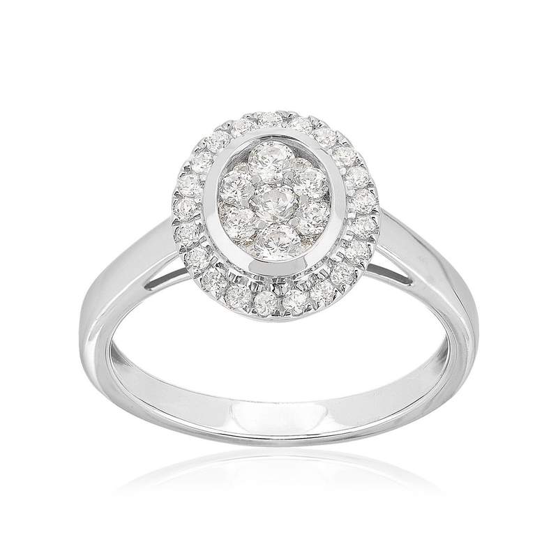 Bague or 750 blanc diamants synthétiques 0.50 carat - vue 1