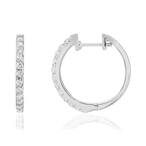 Créoles or 750 blanc diamants synthétiques 0,48 carat