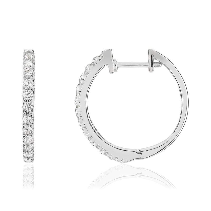 Créoles or 750 blanc diamants synthétiques 0,48 carat - vue 1