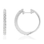 Créoles or 750 blanc diamants synthétiques 0,99 carat - vue 1