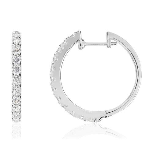 Créoles or 750 blanc diamants synthétiques 0,99 carat
