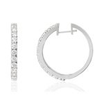 Créoles or 750 blanc diamants synthétiques total 1.50 carat - vue 1