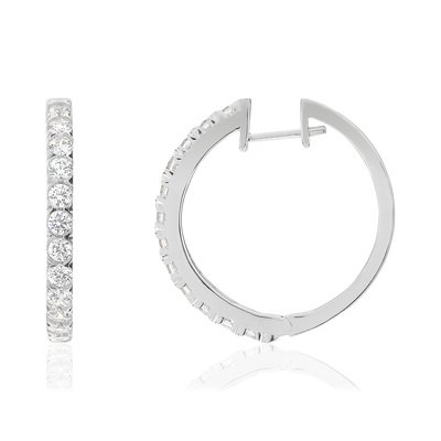 Créoles or 750 blanc diamants synthétiques total 1.50 carat - vue 1