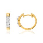 Créoles or 750 2 tons diamants synthétiques 0,51 carat - vue 1