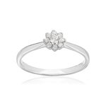 Bague or 750 blanc fleur diamants synthétiques 0,15 carat - vue 1