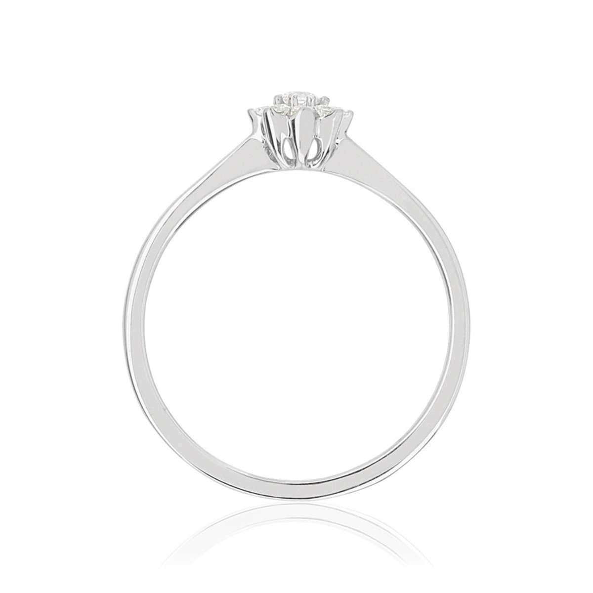 Bague or 750 blanc fleur diamants synthétiques 0,15 carat - vue 2
