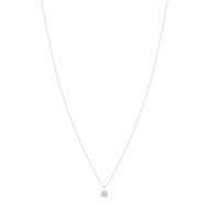 Collier or 750 blanc fleur diamants synthétiques 0,15 carat 42 cm