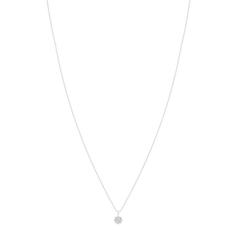 Collier or 750 blanc fleur diamants synthétiques 0,15 carat 42 cm - vue 1