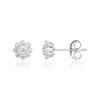 Boucles d'oreille or 750 blanc fleur diamants synthétiques 0.30 carat - vue V1