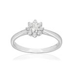 Bague or 750 blanc fleur diamants synthétiques 0,25 carat - vue 1