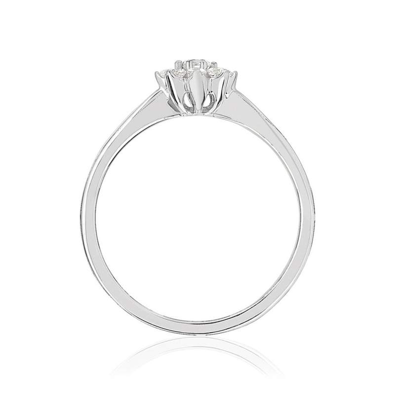 Bague or 750 blanc fleur diamants synthétiques 0,25 carat - vue 2