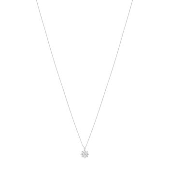 Collier or 750 blanc fleur diamants synthétiques 0,25 carat 42 cm
