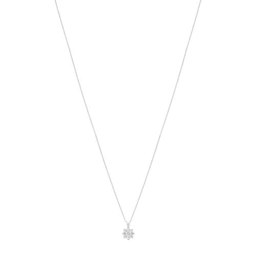Collier or 750 blanc fleur diamants synthétiques 0,25 carat 42 cm
