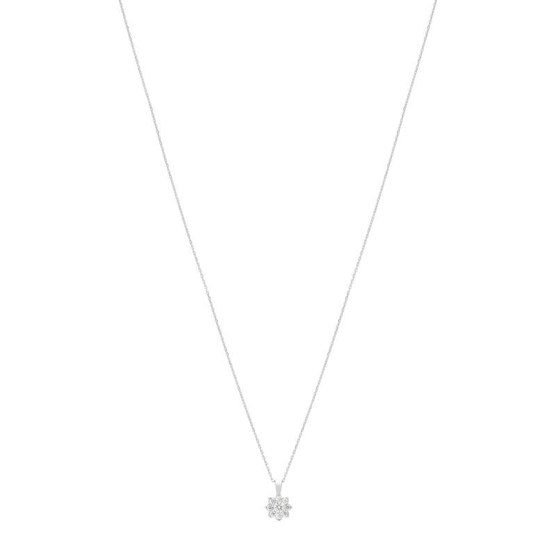750 white gold necklace with synthetic diamond flower, 0.25 carats, 42 cm - view 1