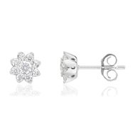Boucles d'oreilles or750 blanc diamant synthétique