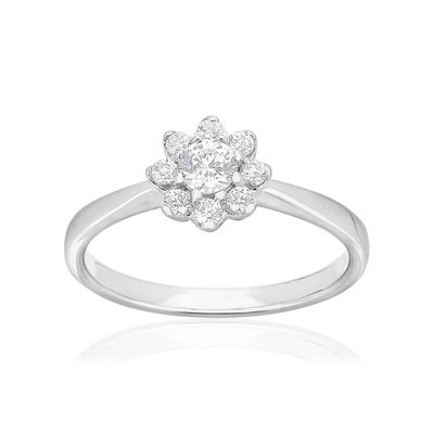 Bague or 750 blanc diamants synthétiques 0.40 carat - vue 1