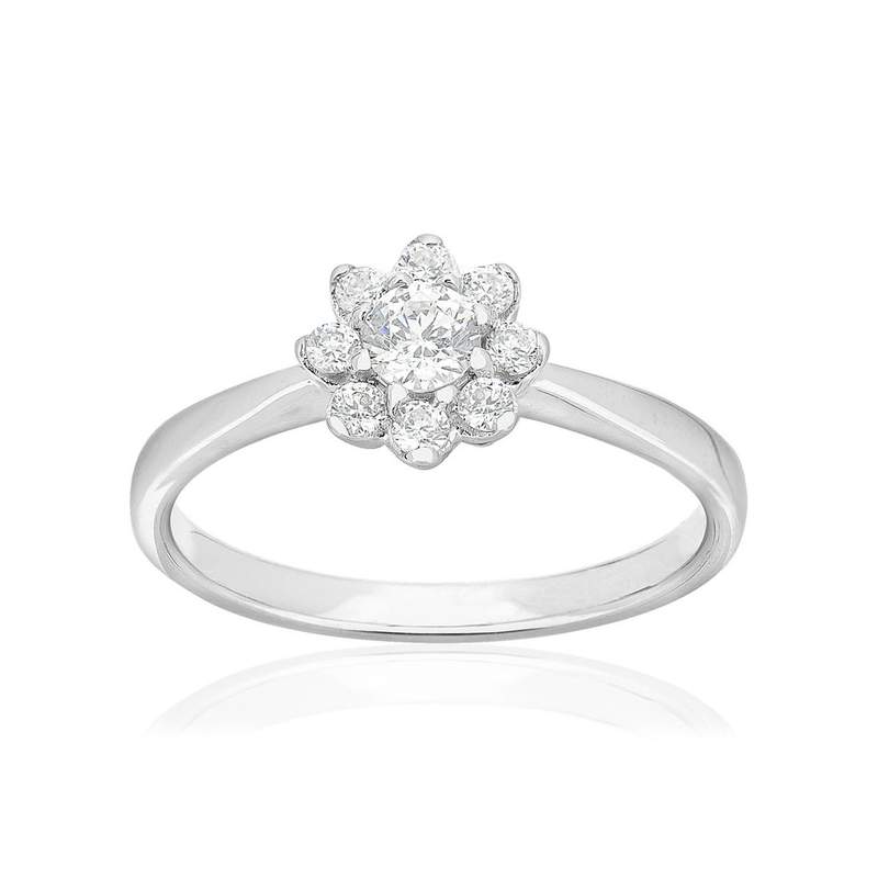 Bague or 750 blanc diamants synthétiques 0.40 carat - vue 1