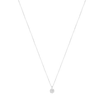 Collier or 750 blanc fleur diamants synthétiques 0,40 carat 42 cm