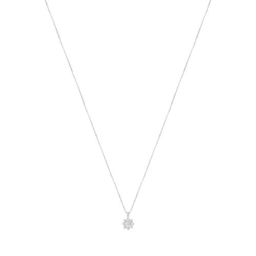 Collier or 750 blanc fleur diamants synthétiques 0,40 carat 42 cm