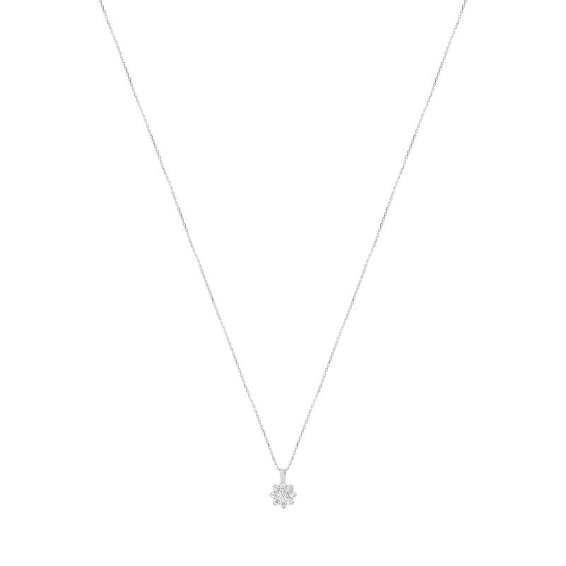 Collier or 750 blanc fleur diamants synthétiques 0,40 carat 42 cm - vue 1