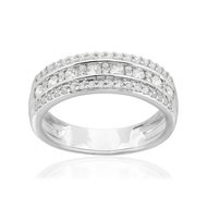Bague or 750 blanc diamant synthétique