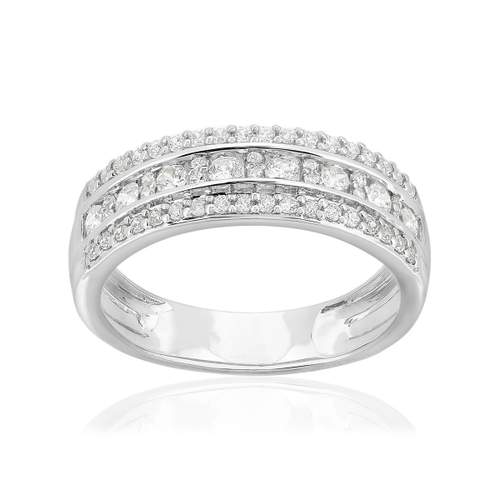 Bague or 750 blanc diamants synthétiques 0,5 carat