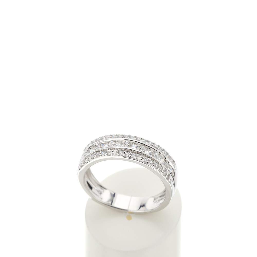 Bague or 750 blanc diamants synthétiques 0,5 carat - vue 2