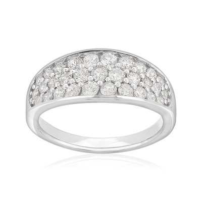 Bague or 750 blanc diamants synthétiques total 1.01 carat - vue 1