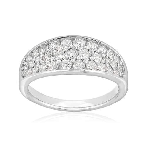 Bague or 750 blanc diamants synthétiques total 1.01 carat