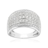 Bague or 750 blanc diamant synthétique