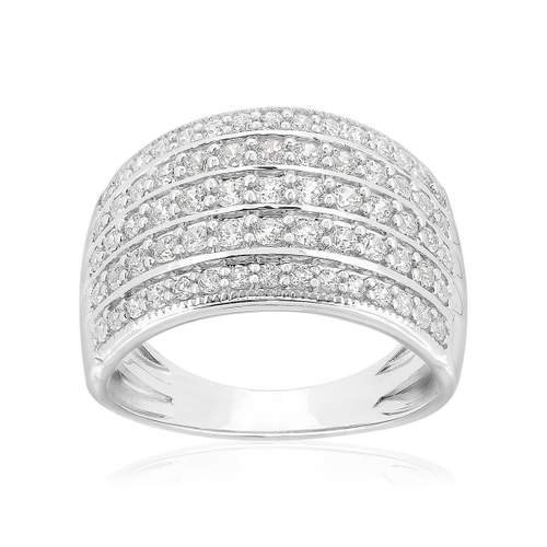 Bague or 750 blanc diamants synthétiques 1 carat