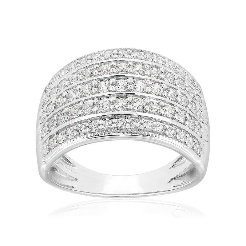 Bague or 750 blanc diamants synthétiques 1 carat - vue 1