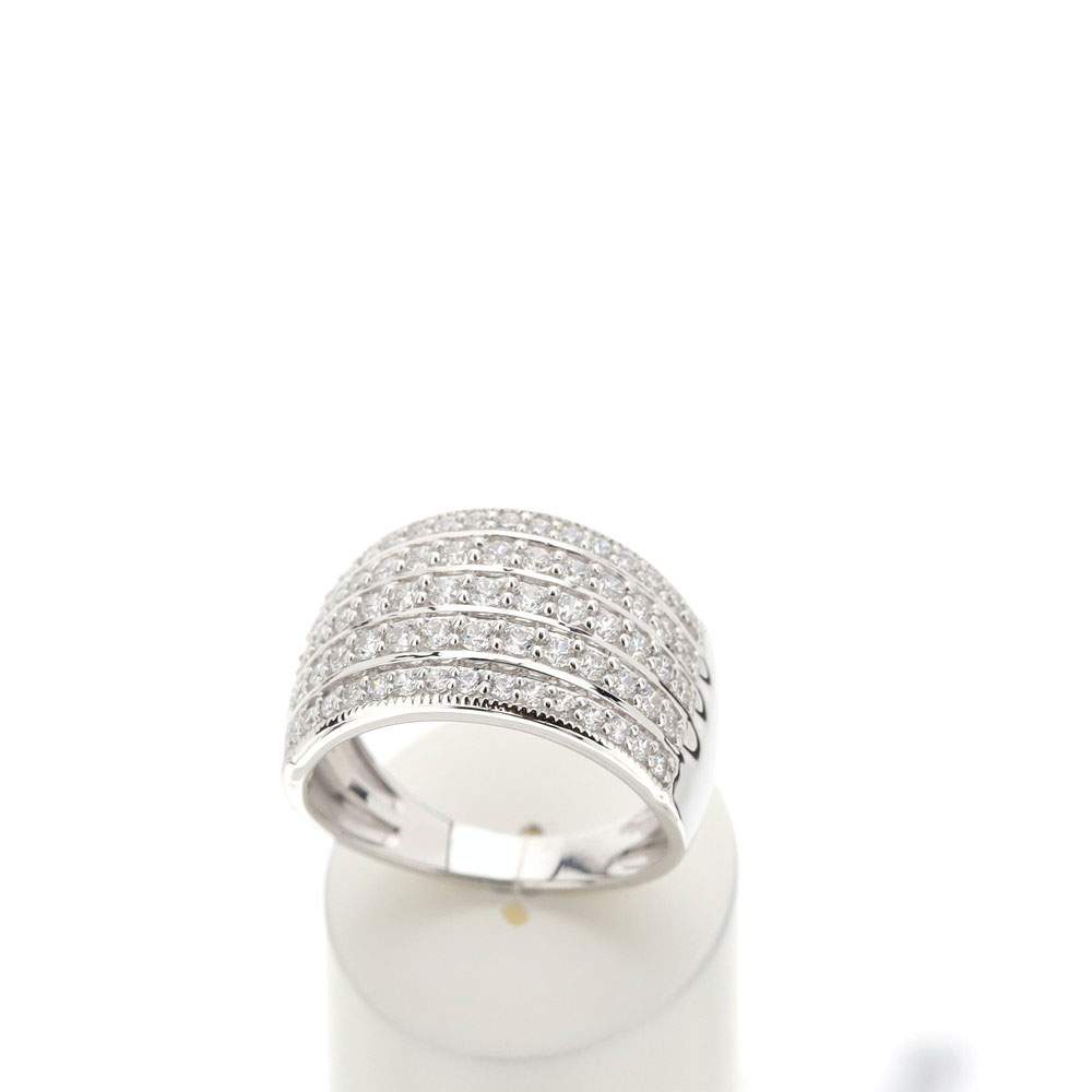 Bague or 750 blanc diamants synthétiques 1 carat - vue 2