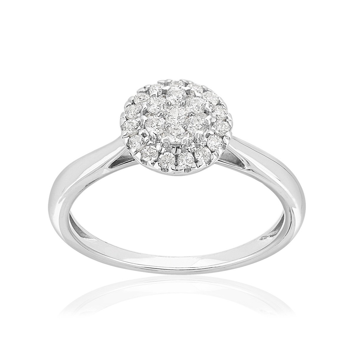 Bague or 750 blanc diamant synthétique - vue V1