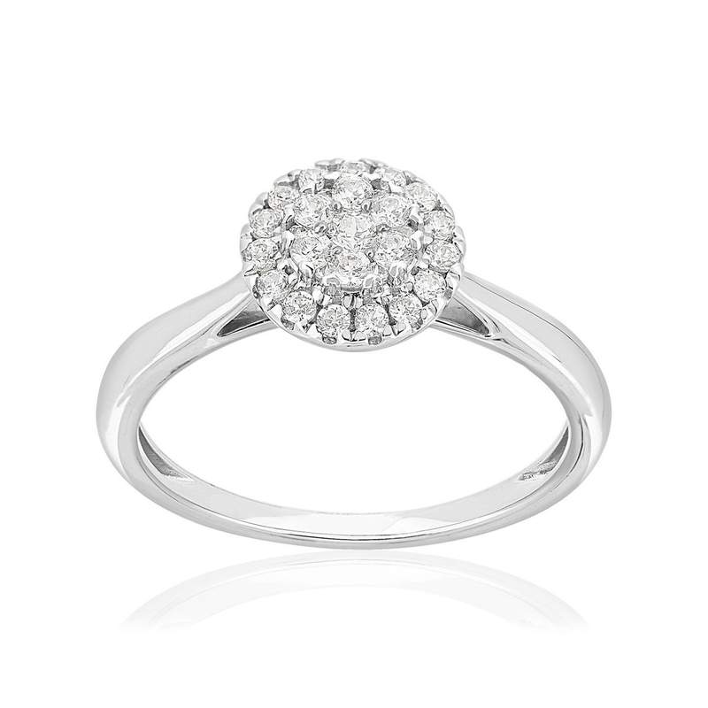 Bague or 750 blanc diamants synthétiques 0,33 carat - vue 1