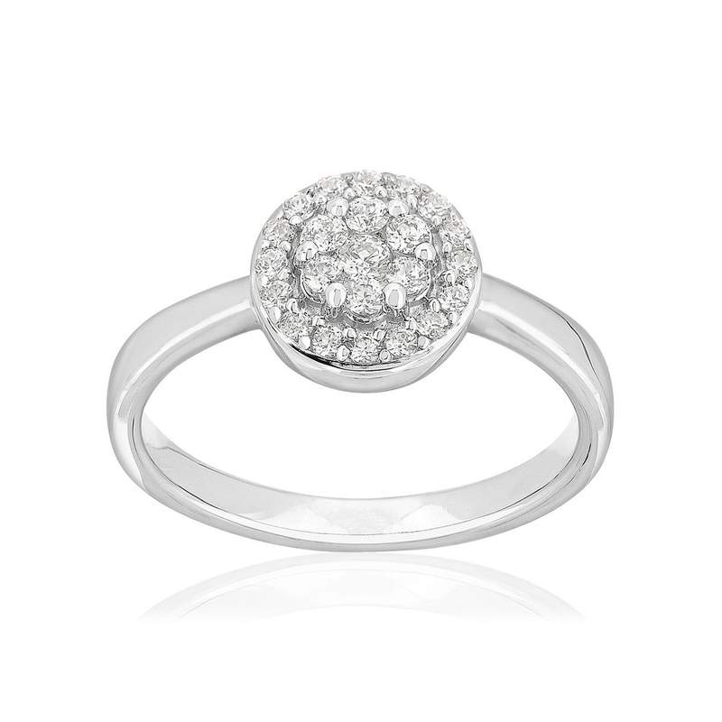Bague or 750 blanc diamant synthétique - vue 1