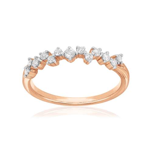 Ring gold 750 rose 2 tone synthetic diamonds 0,24 carat