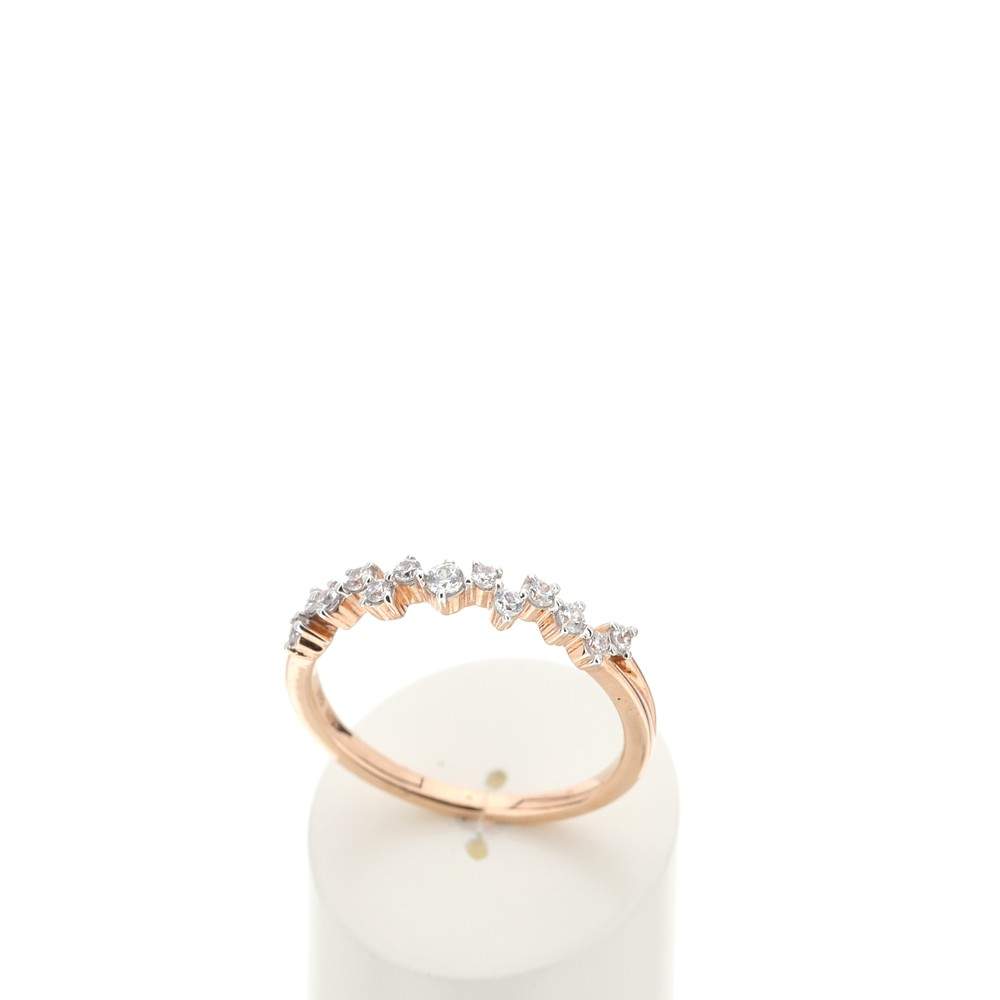 Bague or 750 rose 2 tons diamants synthétiques 0,24 carat - vue 2