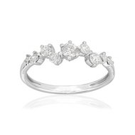 Bague or 750 blanc diamant synthétique