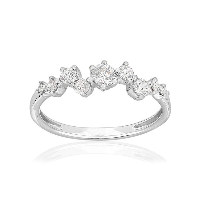 Bague or 750 blanc diamants synthétiques 0,46 carat - vue 1