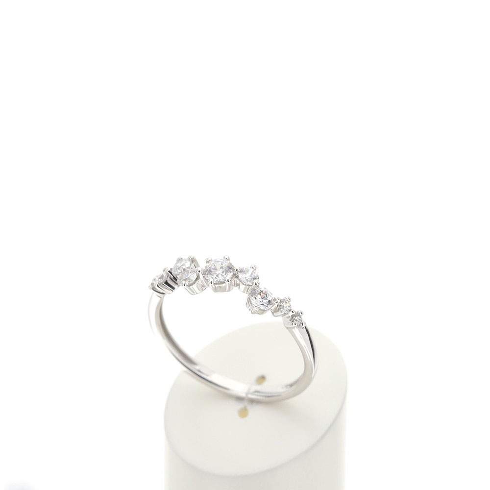 Bague or 750 blanc diamants synthétiques 0,46 carat - vue 3