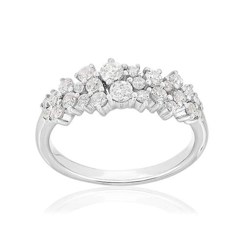 Bague or 750 blanc diamants synthétiques 0,70 carat