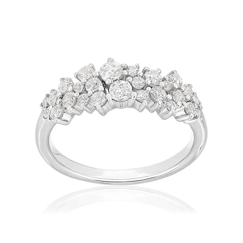Bague or 750 blanc diamants synthétiques 0,70 carat - vue 1