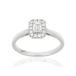 Bague or 750 blanc rectangulaire diamants synthétiques 0,34 carat - vue 1