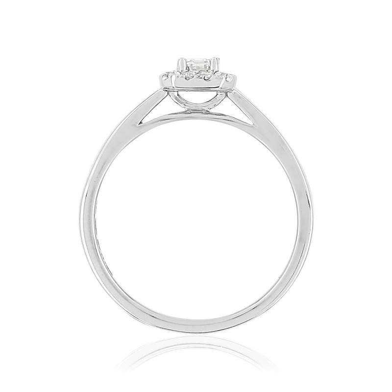 Bague or 750 blanc rectangulaire diamants synthétiques 0,34 carat - vue 2