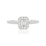 Bague or 750 blanc rectangulaire diamants synthétiques 0,34 carat - vue 3