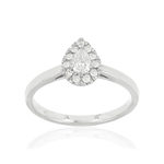 Bague or 750 blanc poire diamants synthétiques 0,31 carat - vue 1