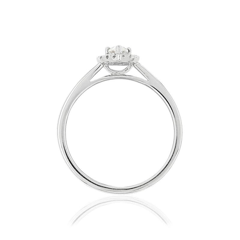 Bague or 750 blanc poire diamants synthétiques 0,31 carat - vue 2